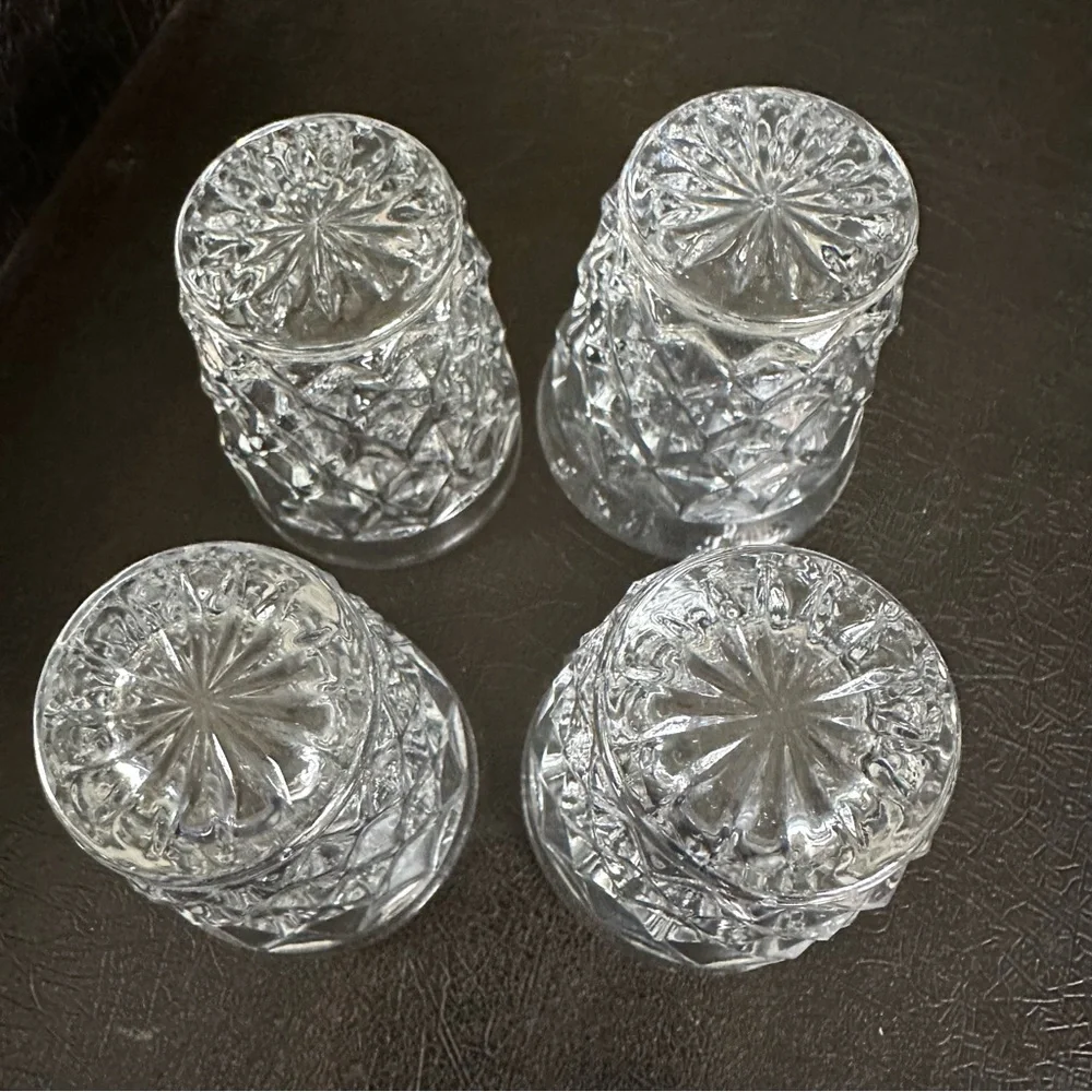 Fostoria American Clear 2056 Whiskey or Shot Glasses- FOUR- Excellent Condition